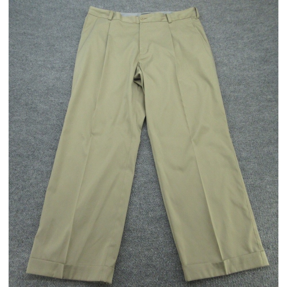 Nike Mens Golf Pants Relaxed Tan Pleated Dri-FIT Cuffed 35x30